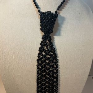Black Bead Necktie Necklace